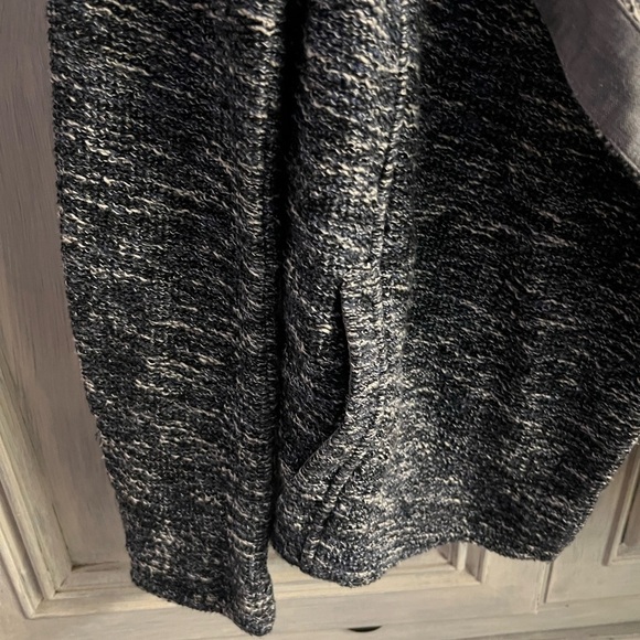 Vince Tweed Open Front Heather Knit Blue Blazer Chambray Trim Career - Picture 3 of 7